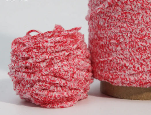 Tweekleurig gemengd chenille garen Chunky 50% geverfd polyester 50% katoen gemengd wit punt