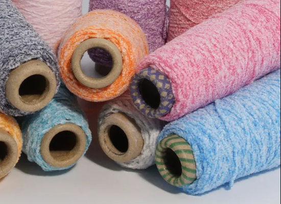 Tweekleurig gemengd chenille garen Chunky 50% geverfd polyester 50% katoen gemengd wit punt